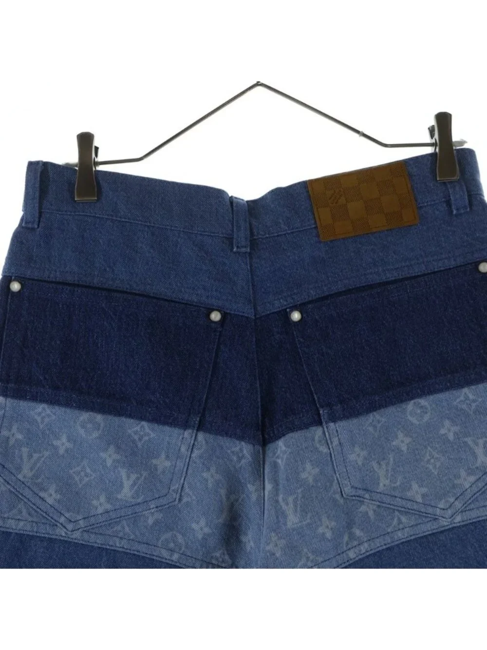Louis Vuitton Jee Monogram Patchwork Denim Pants Indigo Blue 28